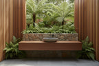 Stoneware sink in outdoor bathroom - Leading Landscapes Limited