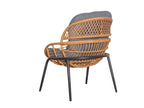 Wicker chair with gray cushion on a white background