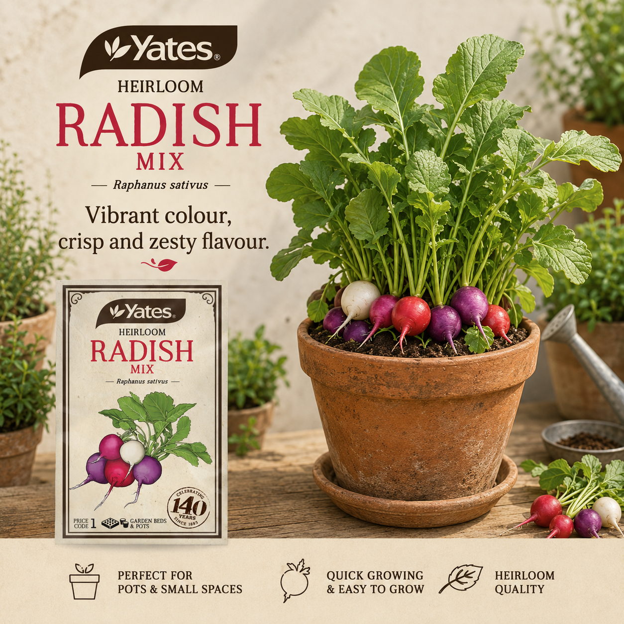 Yates Heirloom Radish Mix seeds — heritage vegetable seeds — Leading Landscapes Canterbury