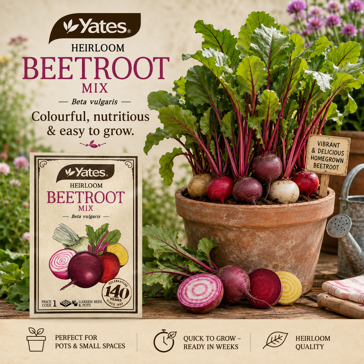 Yates Heirloom Beetroot Mix seeds — heritage vegetable seeds — Leading Landscapes Canterbury