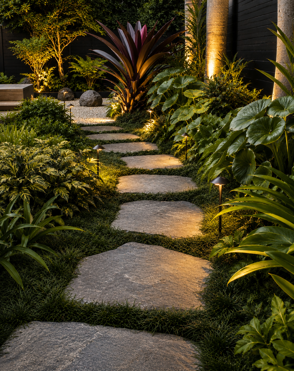 Schist stepper path leading to a chip area- Leading Landscapes Limited