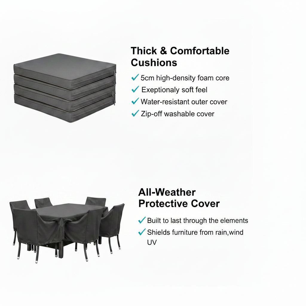Stack of premium cushions with a storage cover on a white background - Leading Landscapes Limited