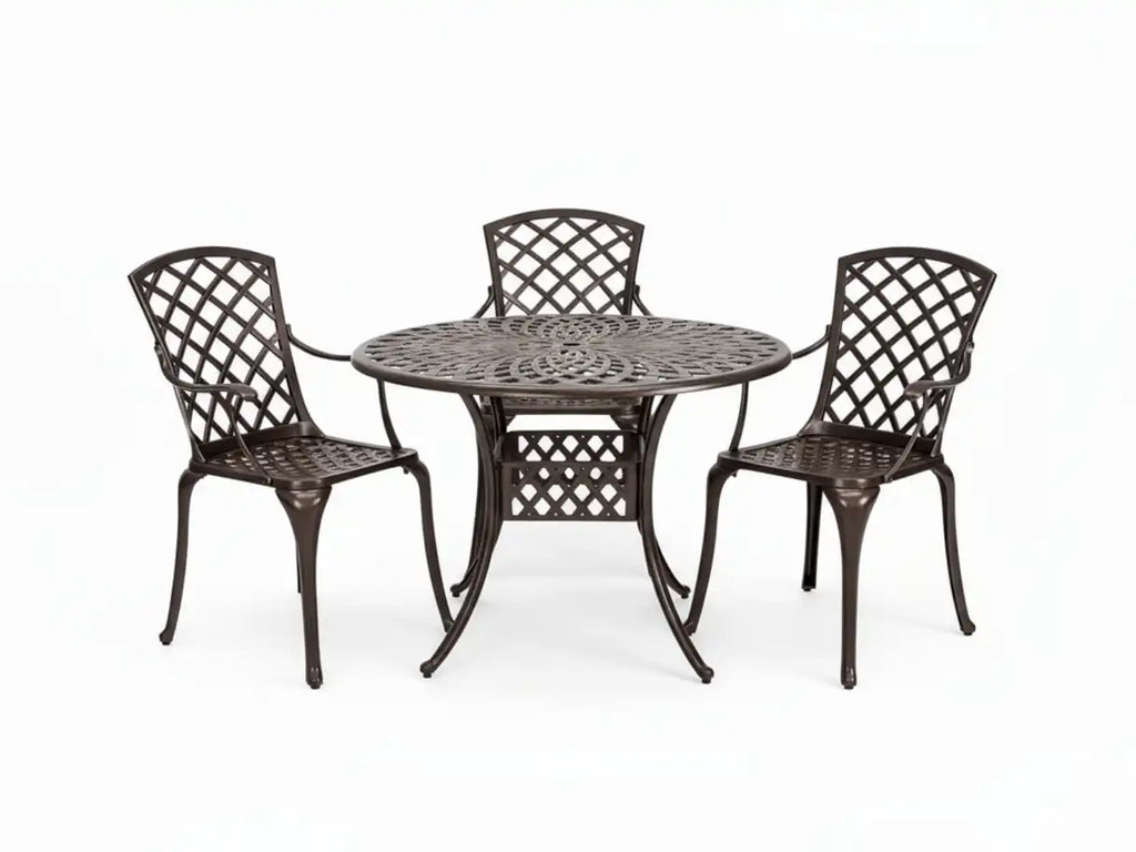 Aluminum Lattice Designed Patio Dining Set