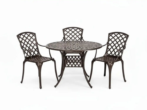 Aluminum Lattice Designed Patio Dining Set