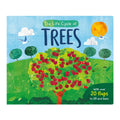 The Life Cycle of Trees children's book cover, featuring a colorful illustration of a tree with red apples on a green hill under a blue sky with clouds and a yellow sun.
