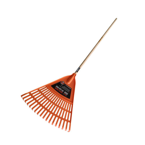 ATLAS plastic orange leaf rake with FSC certified wooden handle — Leading Landscapes Canterbury