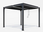 Black metal pergola structure on a white background - Leading Landscapes Canterbury