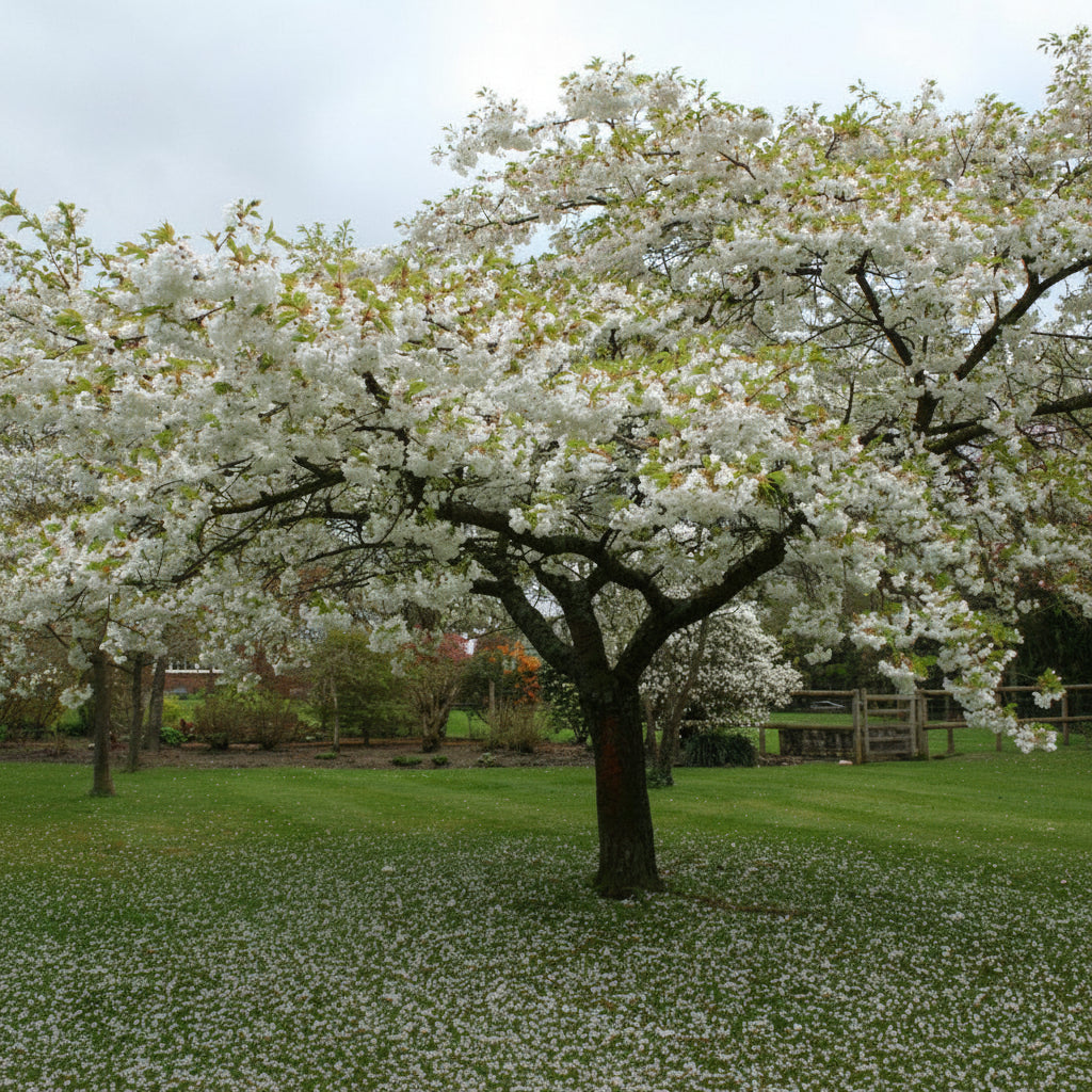 Prunus Shirotae Mt Fuji Cherry blossom close-up — ornamental cherry — Leading Landscapes Canterbury