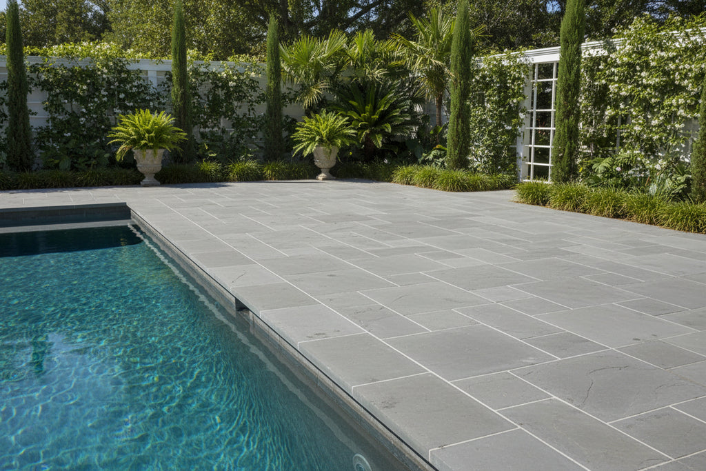 Bluestone paver close-up showing natural stone texture — Leading Landscapes Canterbury