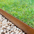 Corten steel garden edging with natural rust patina — clean landscape borders — Leading Landscapes Canterbury