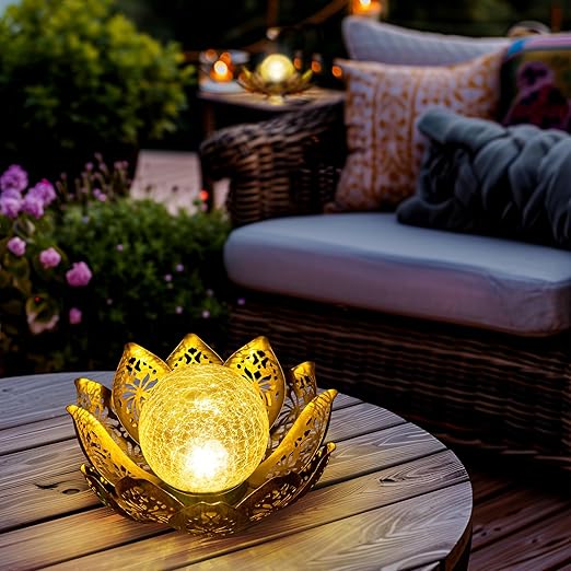 Solar Lotus Flower Light - Leading Landscapes Canterbury